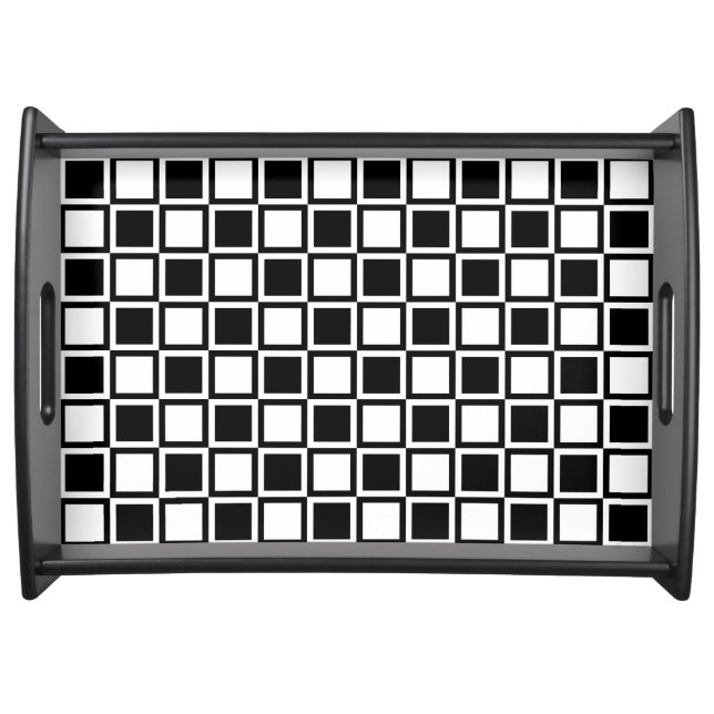 Black Bold Mod Squares Serving Tray (Front)