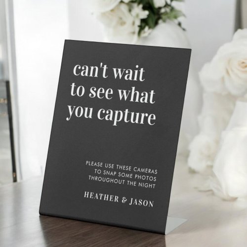 Black Bold Modern Wedding Disposable Camera Sign