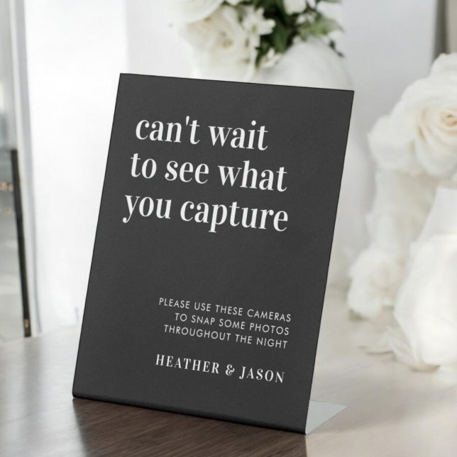 Black Bold Modern Wedding Disposable Camera Sign (Creator Uploaded)