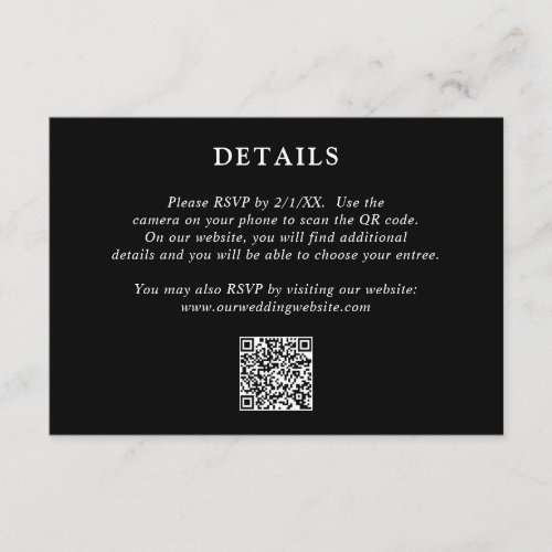 Black Bold Monogram QR Code Modern Wedding Enclosure Card