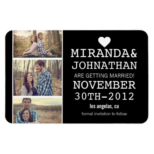 Black Bold Photo Strip Save The Date  Magnet