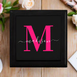 Black & Bold Pink Monogram Typography Name  Gift Box<br><div class="desc">Present your gifts in elegant style with our Modern Stylish Black & Bold Pink Monogram Initials Gift Box. This sleek black box features striking bold pink monogram initials, adding a touch of contemporary flair to your gifting. Elevate your presents with this chic and personalized box, perfect for making a memorable...</div>