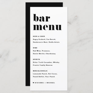 Black Bold Retro Typography Wedding Bar Menu