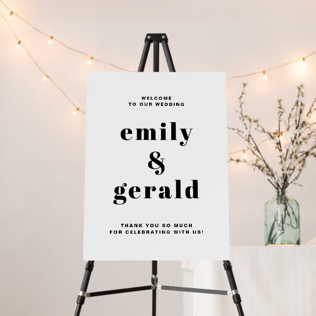 Black Bold Retro Typography Wedding Welcome Foam Board (In Situ (Stand))