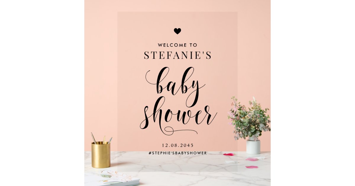 Black Bold Script Baby Shower Welcome Acrylic Sign | Zazzle