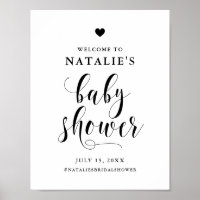 Black Bold Script Baby Shower Welcome Poster