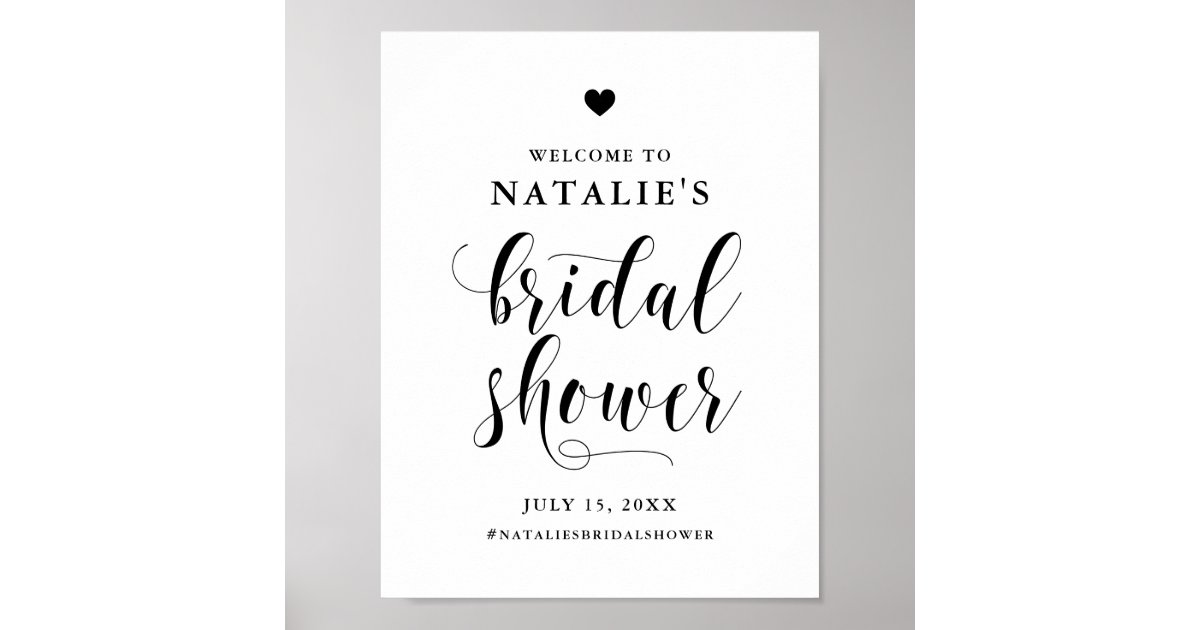 Black Bold Script Bridal Shower Welcome Poster | Zazzle