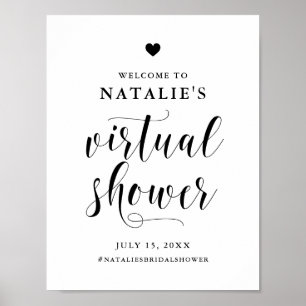 Black Bold Script Virtual Bridal Shower Welcome Poster
