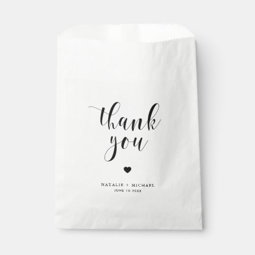 Black Bold Script Wedding Thank You Favor Bag