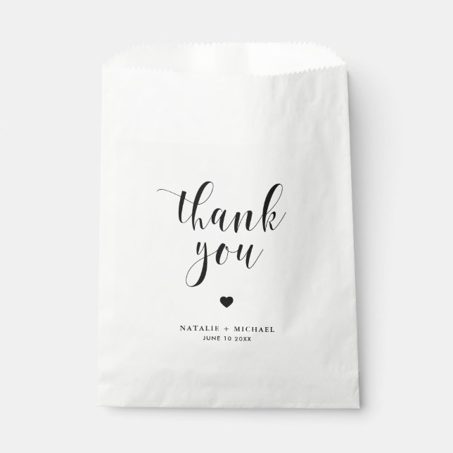 Black Bold Script Wedding Thank You Favor Bag (Front)