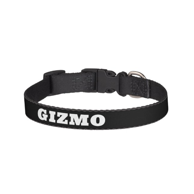 Black Bold Text Personalized Name Dog Collar (Front)