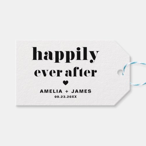 Black Bold Typography Happily Ever After Wedding Gift Tags