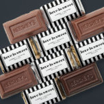 Black Bold Typography Love is Sweet Wedding Hershey's Miniatures<br><div class="desc">Love is sweet! Add these bold and sweet personalized chocolate wedding favors. It features retro bold typography and black and white stripes pattern. Personalize this custom wedding Hershey miniature bars by adding names and the event date. These personalized Hershey bars will also be perfect for bridal showers.</div>