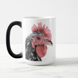 Black Bold Watercolor Rooster Mug