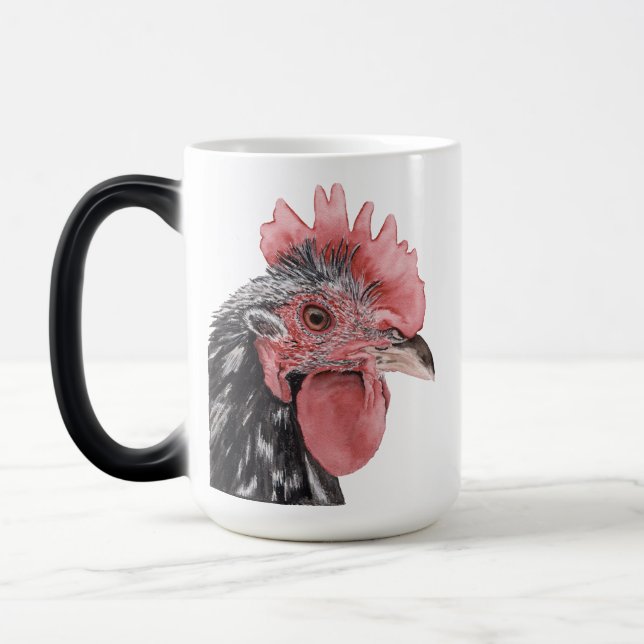 Black Bold Watercolor Rooster Mug (Left)