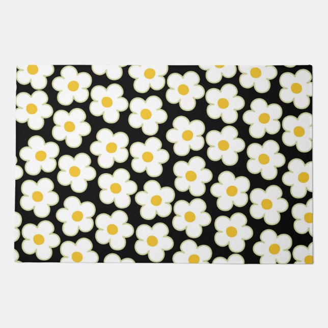 Black Bold Y2K Wildflower Vibrant Spring  Doormat (Front)