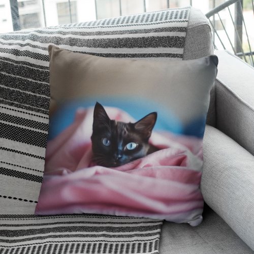 Black Bombay Cat Companion Accent Pillow
