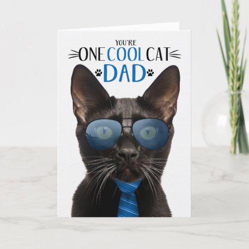 Black Bombay Cat Fathers Day One Cool Cat Holiday Card