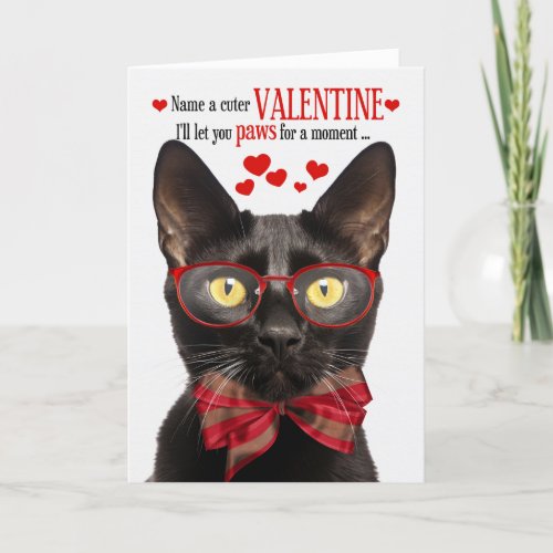 Black Bombay Cat Feline Humor Valentines Day Holiday Card