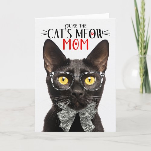 Black Bombay Cat for Pet Mom on Mothers Day Holiday Card