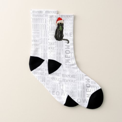 Black Bombay Funny Cat Lovers Holiday Socks
