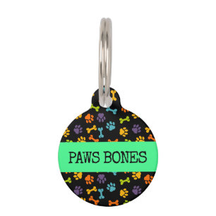 Black Bones Paws Pet ID Tag