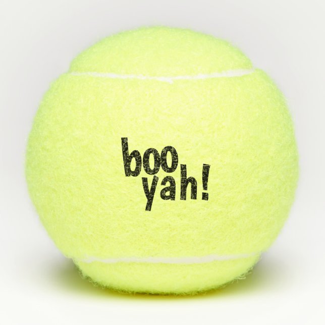 Black Boo Yah! Typography Funny Tennis Balls (Front)