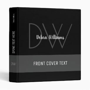 black-book custom monogram modern & elegant 3 ring binder