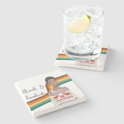 Black Book Lover with Short Hair  Stone Coaster