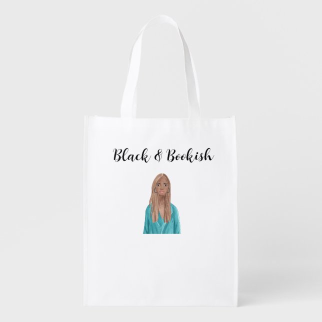 Black & Bookish Black Girl Blonde Hair Grocery Bag (Front)