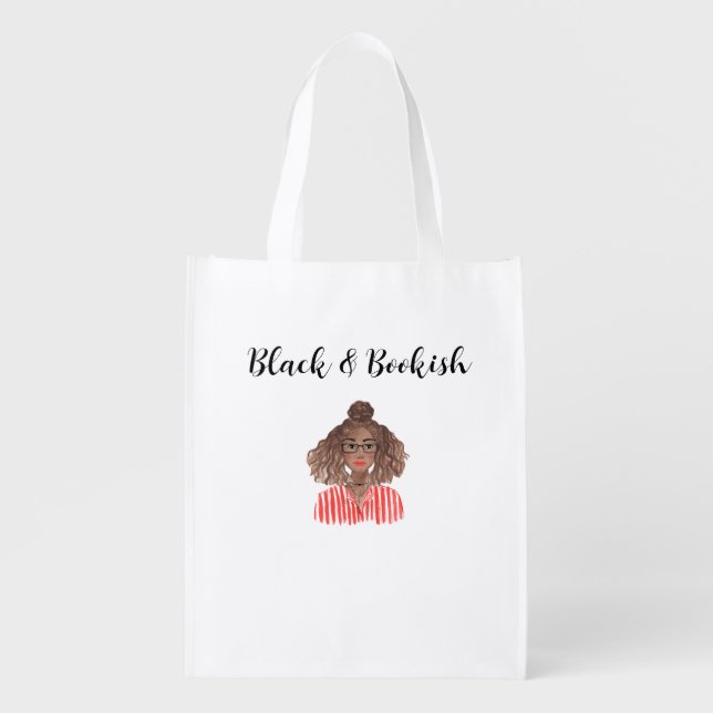 Black & Bookish Grocery Bag (Front)