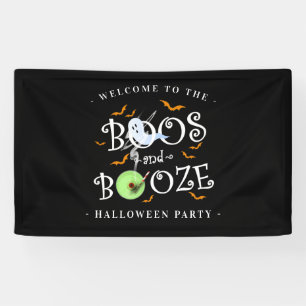 Black Boos & Booze Halloween Banner