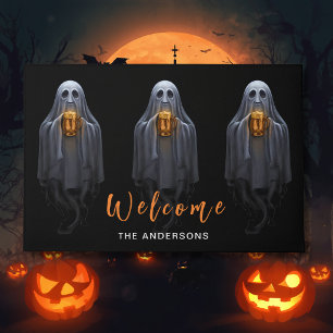 Black Boos & Brews Ghost Halloween Doormat