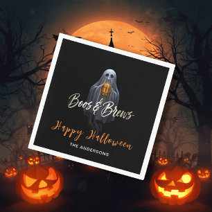 Black Boos & Brews Ghost Halloween Napkins