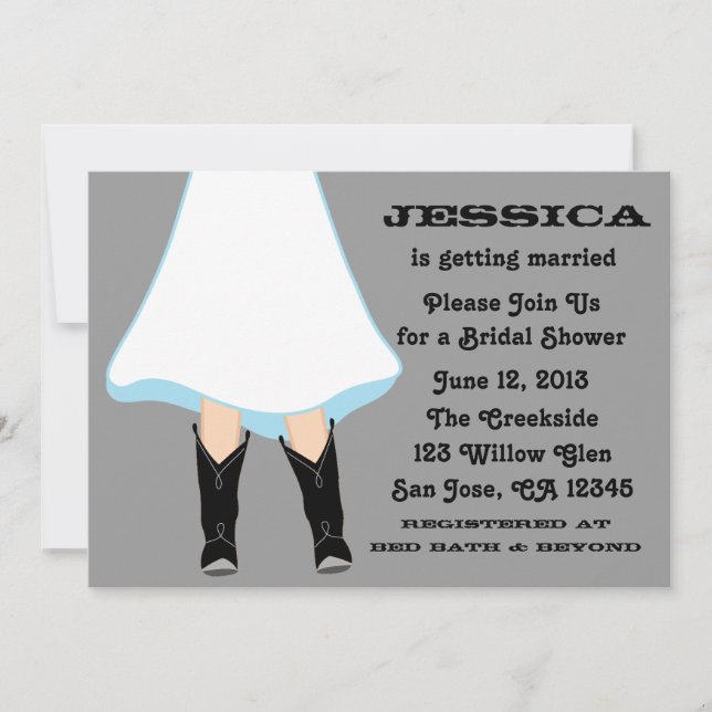 Black Boots Western Bridal Shower Invitation (Front)