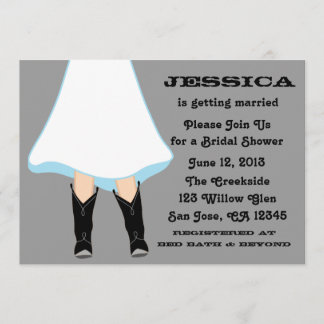 Black Boots Western Bridal Shower Invitation