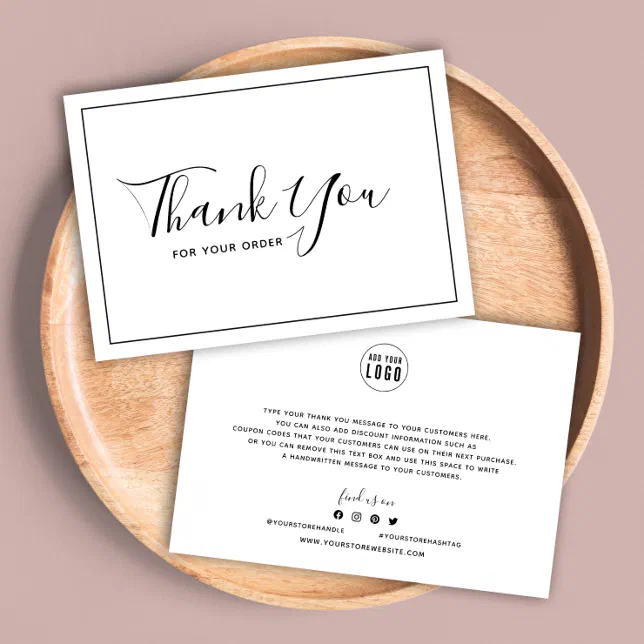 Black Border and White Add Your Logo Thank You | Zazzle