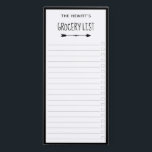 Black Border & Arrows Checkbox Grocery List Magnetic Notepad<br><div class="desc">Magnetic grocery shopping list notepad with handy checkboxes. Charming magnetic shopping list printed with black borders,  and your family name or name above grocery list in a quirky font above an arrow.</div>