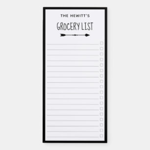 Black Border & Arrows Checkbox Grocery List Magnetic Notepad