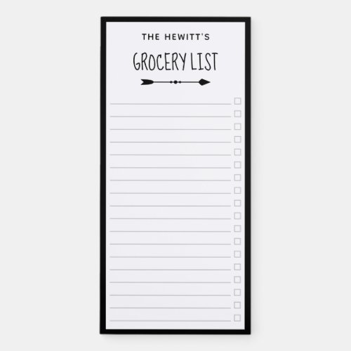 Black Border  Arrows Checkbox Grocery List Magnetic Notepad