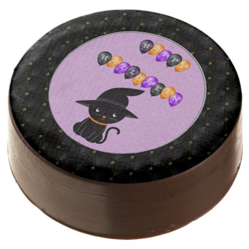 Black Border Black Cat Happy Halloween Balloons Chocolate Covered Oreo