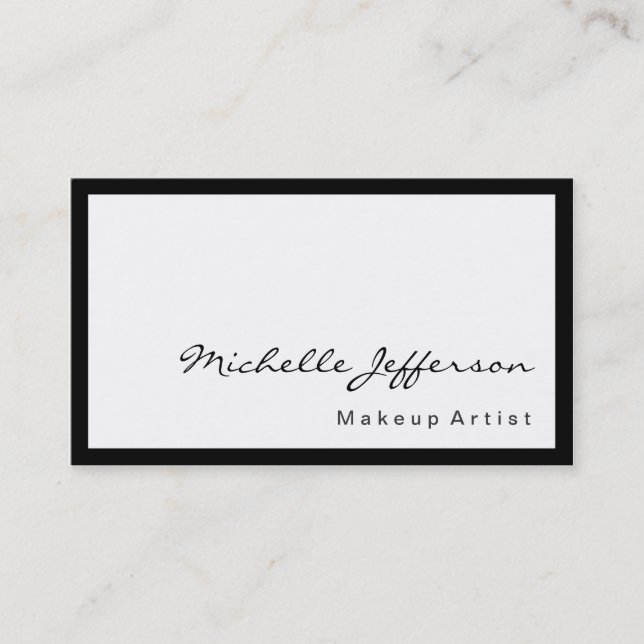 Black Border Calligraphy White Business Card (Front)