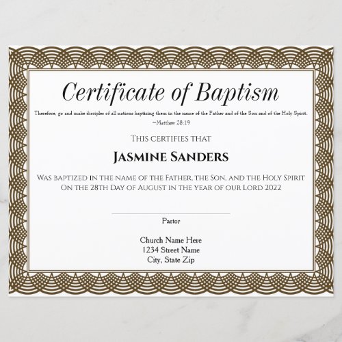 Black Border Certificate of Baptism