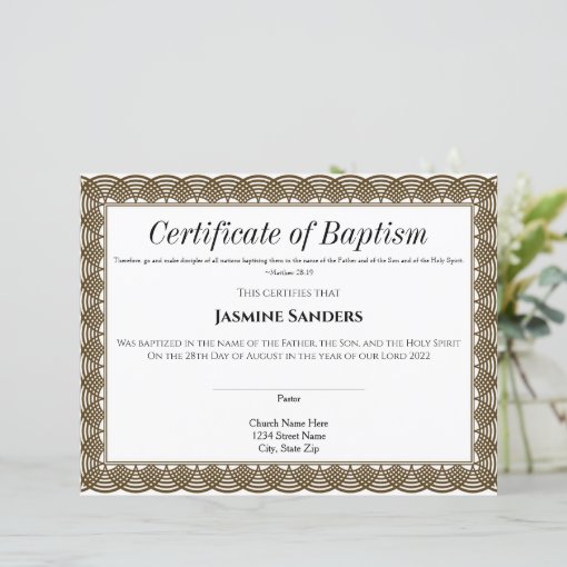 Black Border Certificate of Baptism | Zazzle