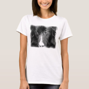 Black Border Collie Animal Art T-Shirt