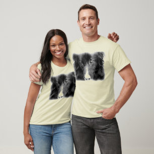 Black Border Collie Animal Art T-Shirt