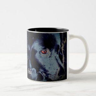 Black Border Collie Dog Art Personalized Two-Tone Coffee Mug
