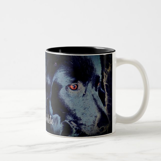 Black Border Collie Dog Art Personalized Two-Tone Coffee Mug (Right)