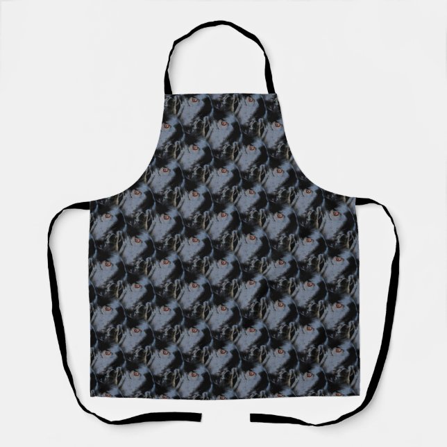 Black Border Collie Dog Face Animal Art Pattern   Apron (Front)