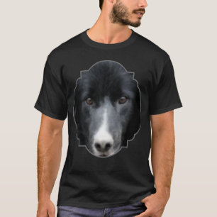Black Border Collie Face Dog  T-Shirt